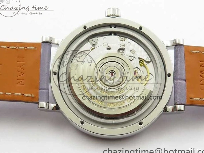 MIROTIME 0227 Attractive Portofino 37mm SS V7F 1:1 Best Edition Gray Dial Diamonds Bezel on Gray Leather Strap A 7091